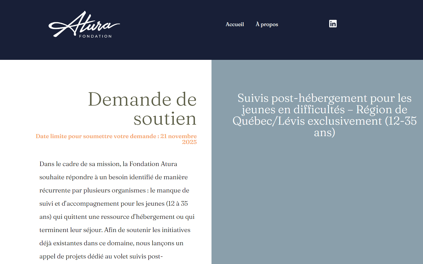 Fondation Atura — Contact / engagement