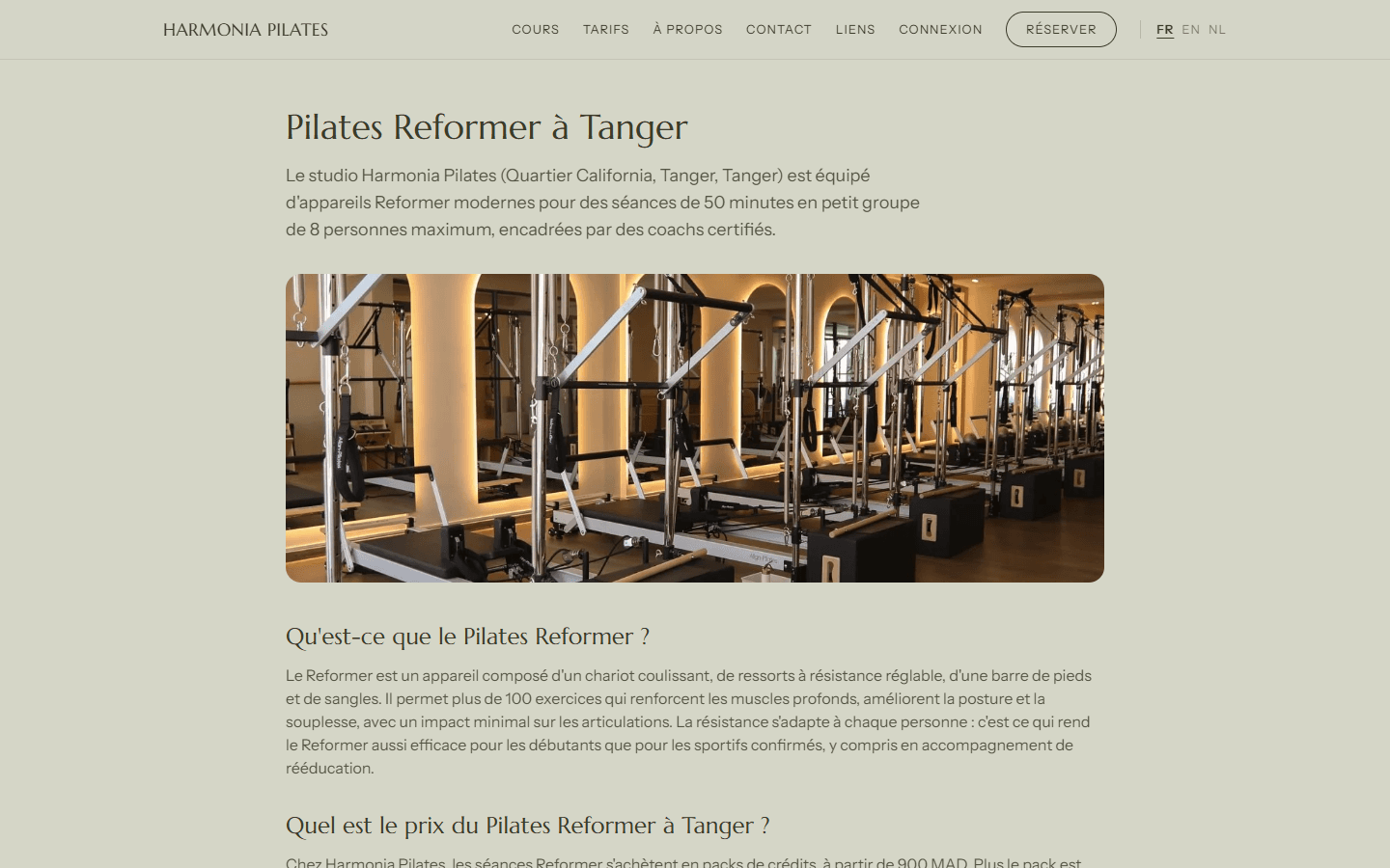 Harmonia Pilates · Pilates Reformer à Tanger