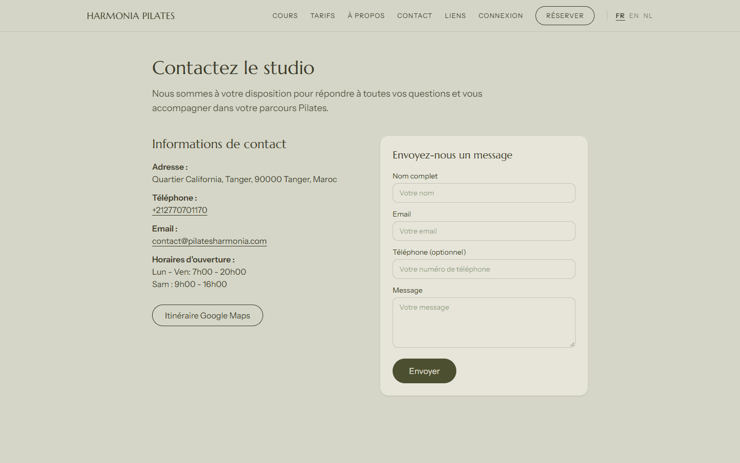 Harmonia Pilates · Contact et réservation