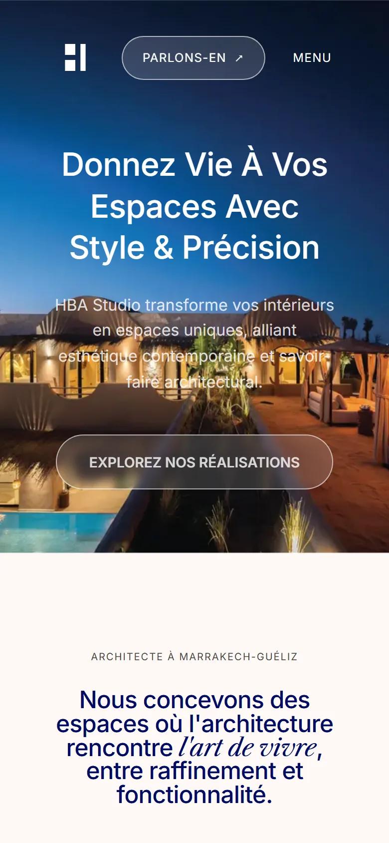 HBA Studio · Home page on mobile · After
