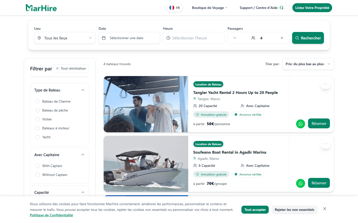 Marhire — Recherche bateaux