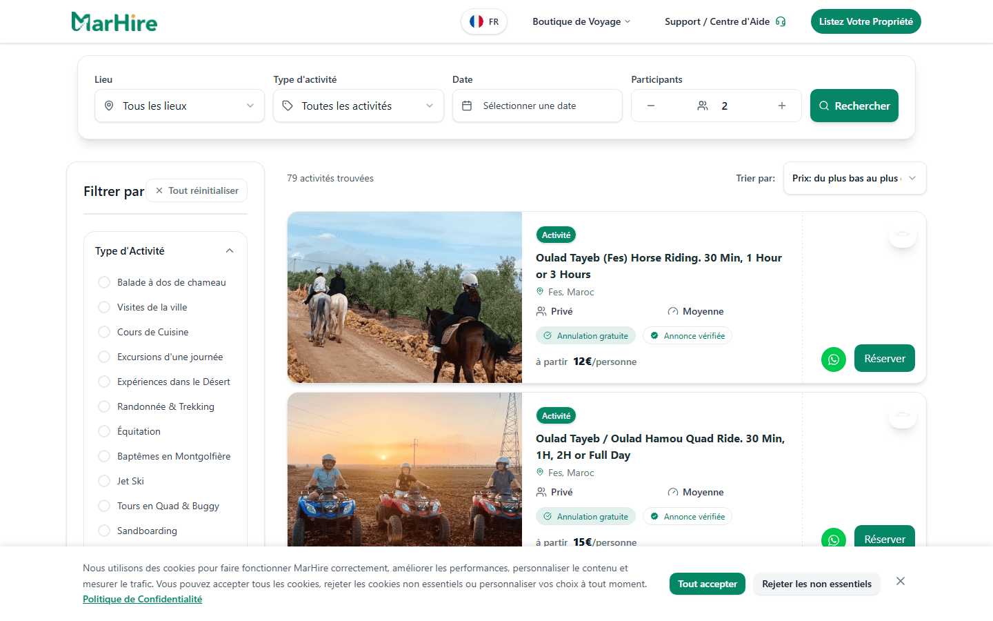 Marhire — Recherche activités