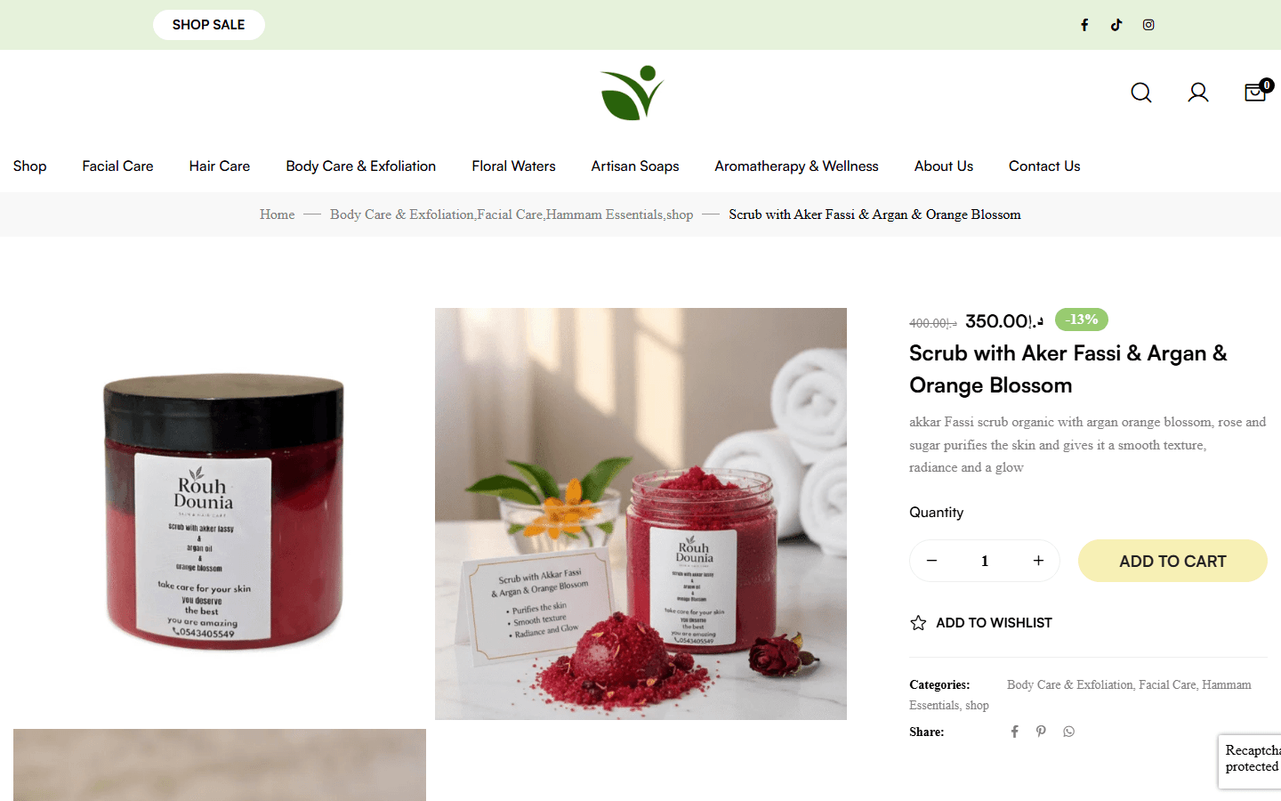 Rouh Dounia — Produit Aker Fassi scrub