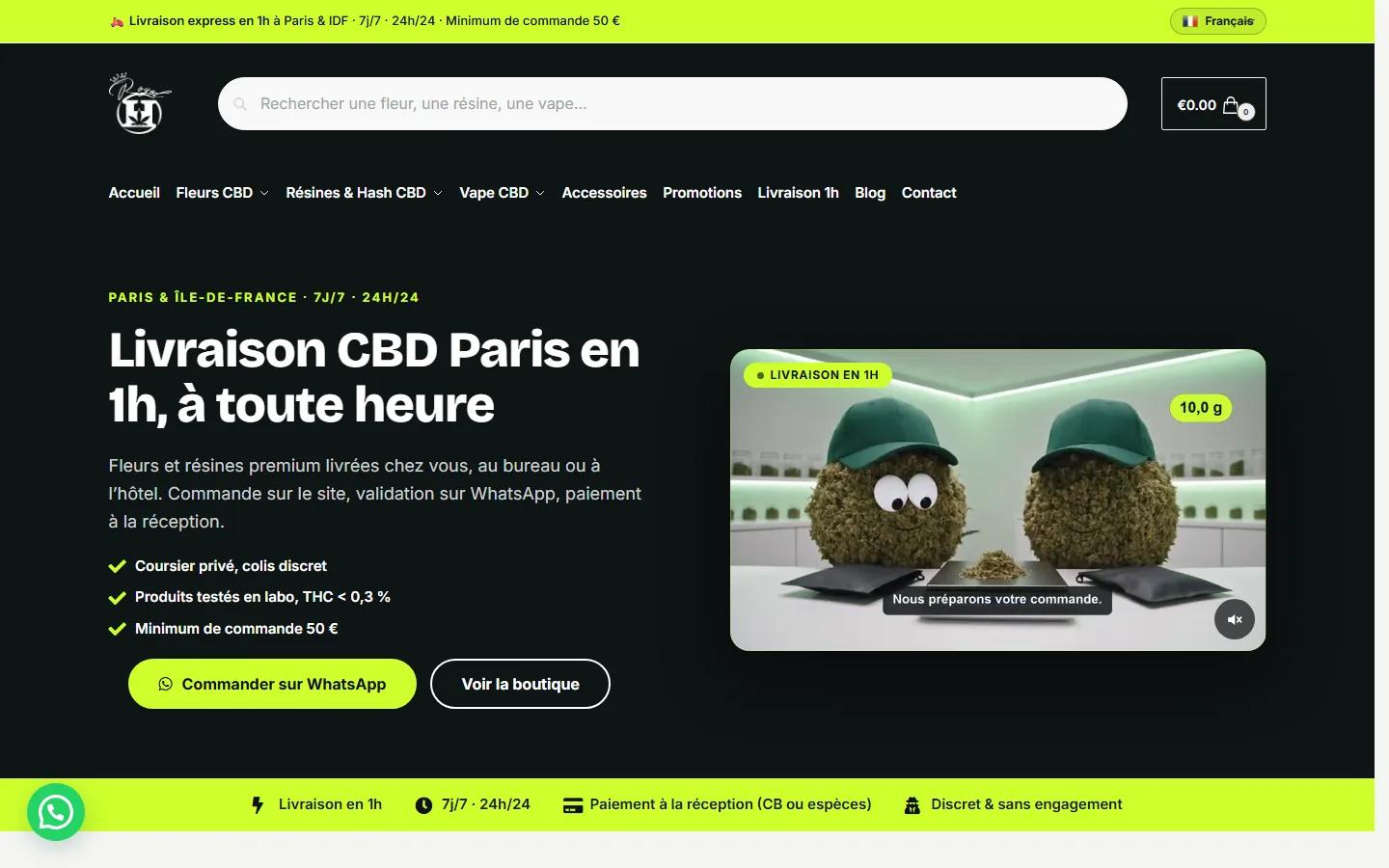 Royal H CBD, Refonte complète d'une boutique de livraison CBD à Paris