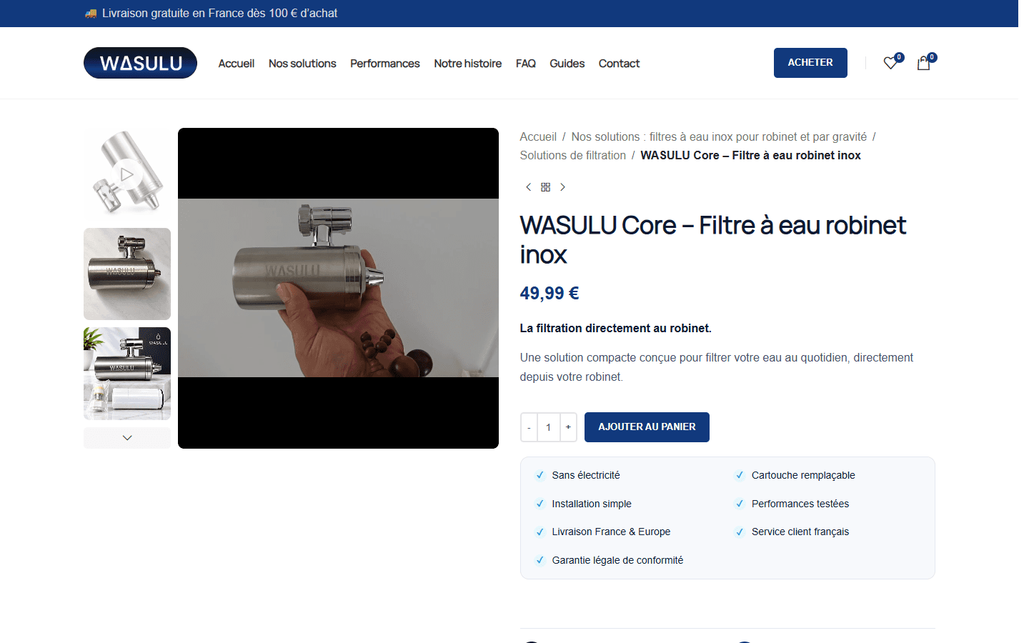 WASULU · WASULU Core, filtre robinet