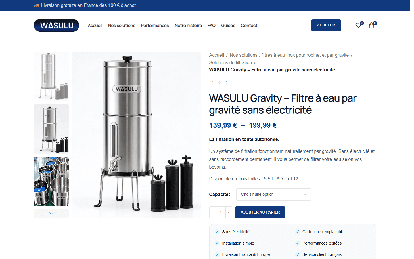 WASULU · WASULU Gravity, filtre par gravité