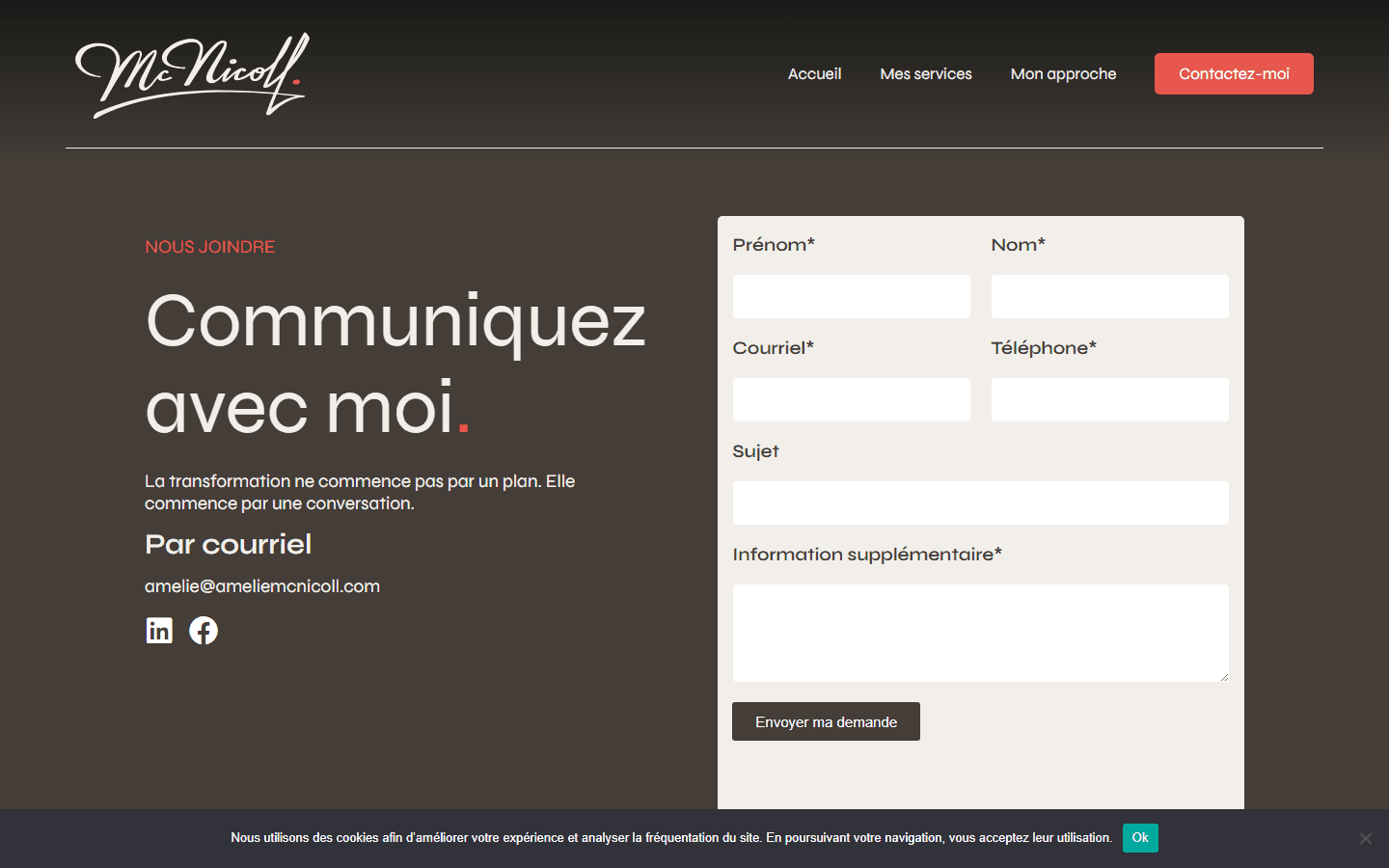 Amélie McNicoll — Contact prise RDV