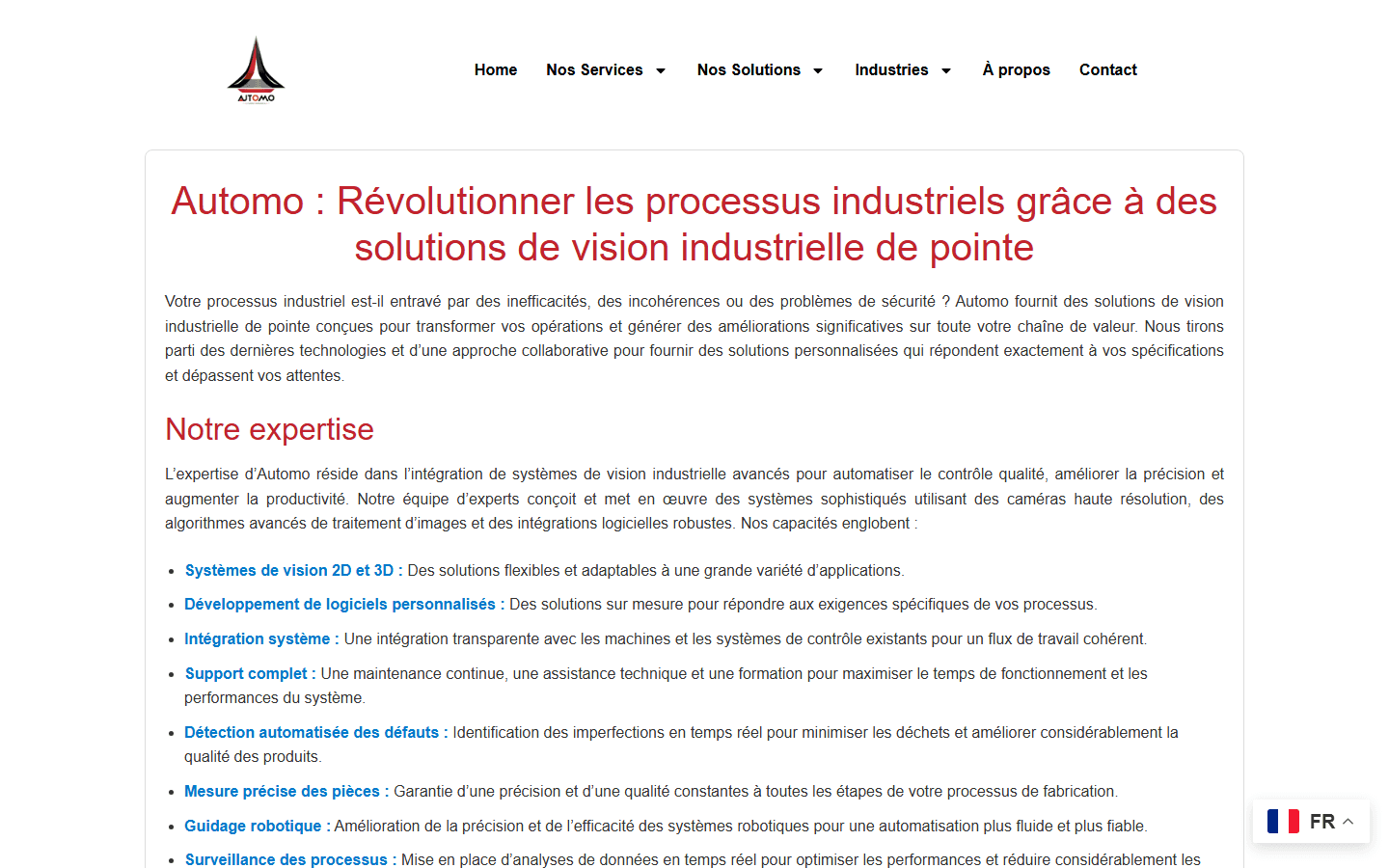Automo — Vision industrielle