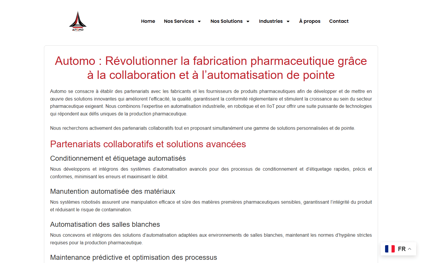 Automo — Industrie pharmaceutique