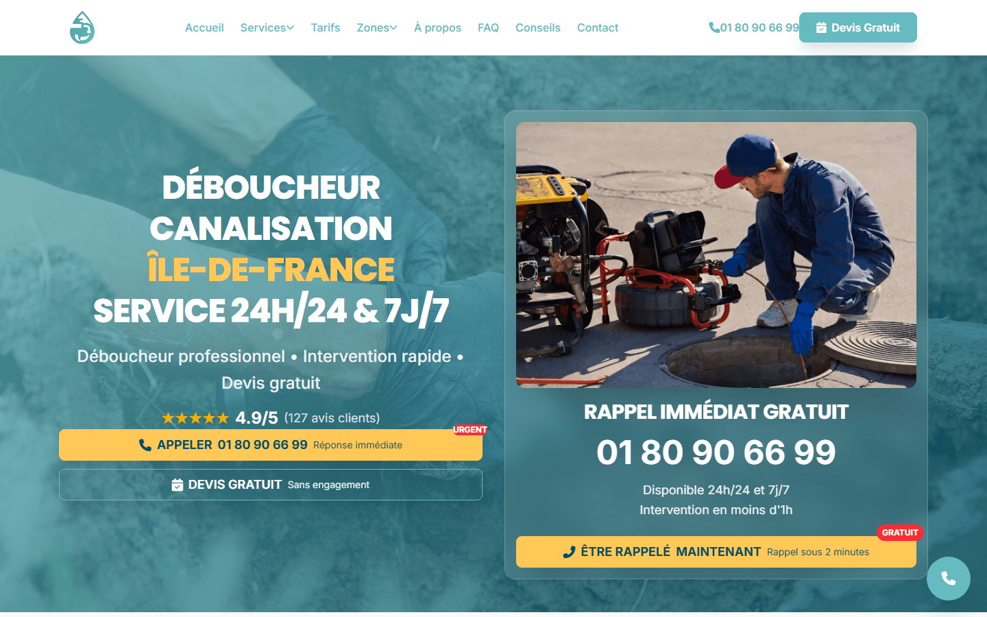 Débouchage Canalisation IDF — Local Business / SEO