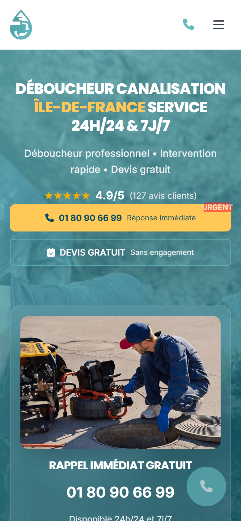Débouchage Canalisation IDF — mobile