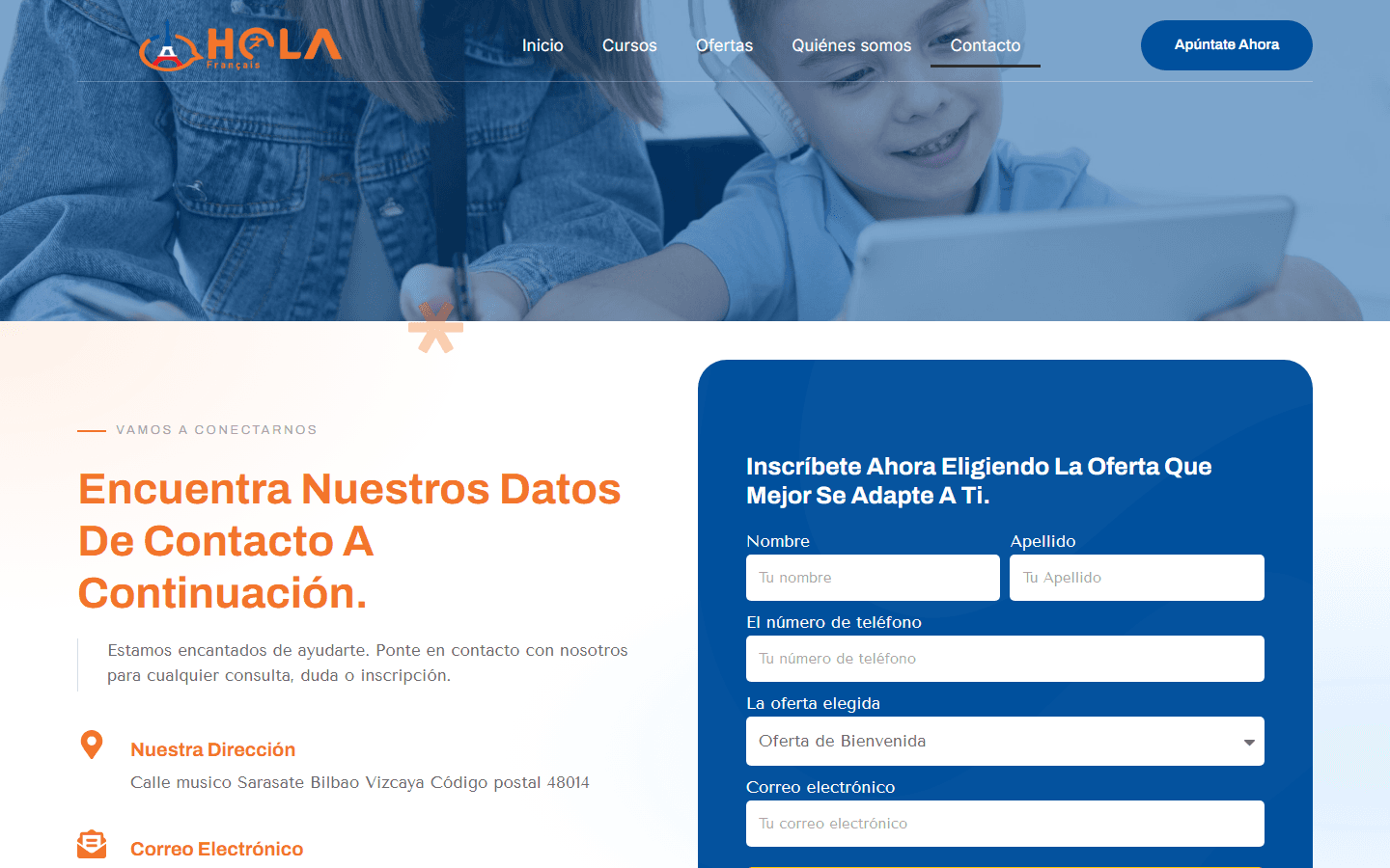 HolaFrancais — Contact inscription