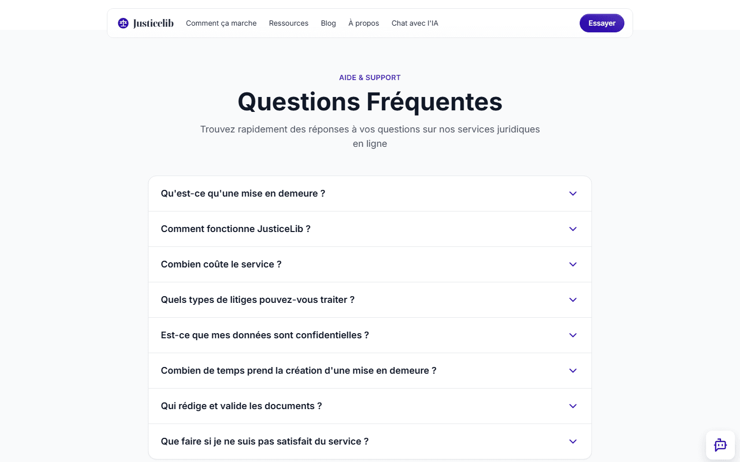 Justicelib — FAQ