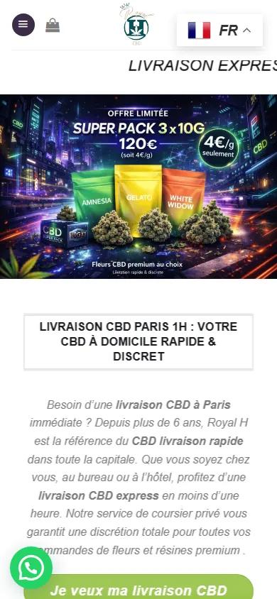 Royal H CBD · Accueil sur mobile · Avant