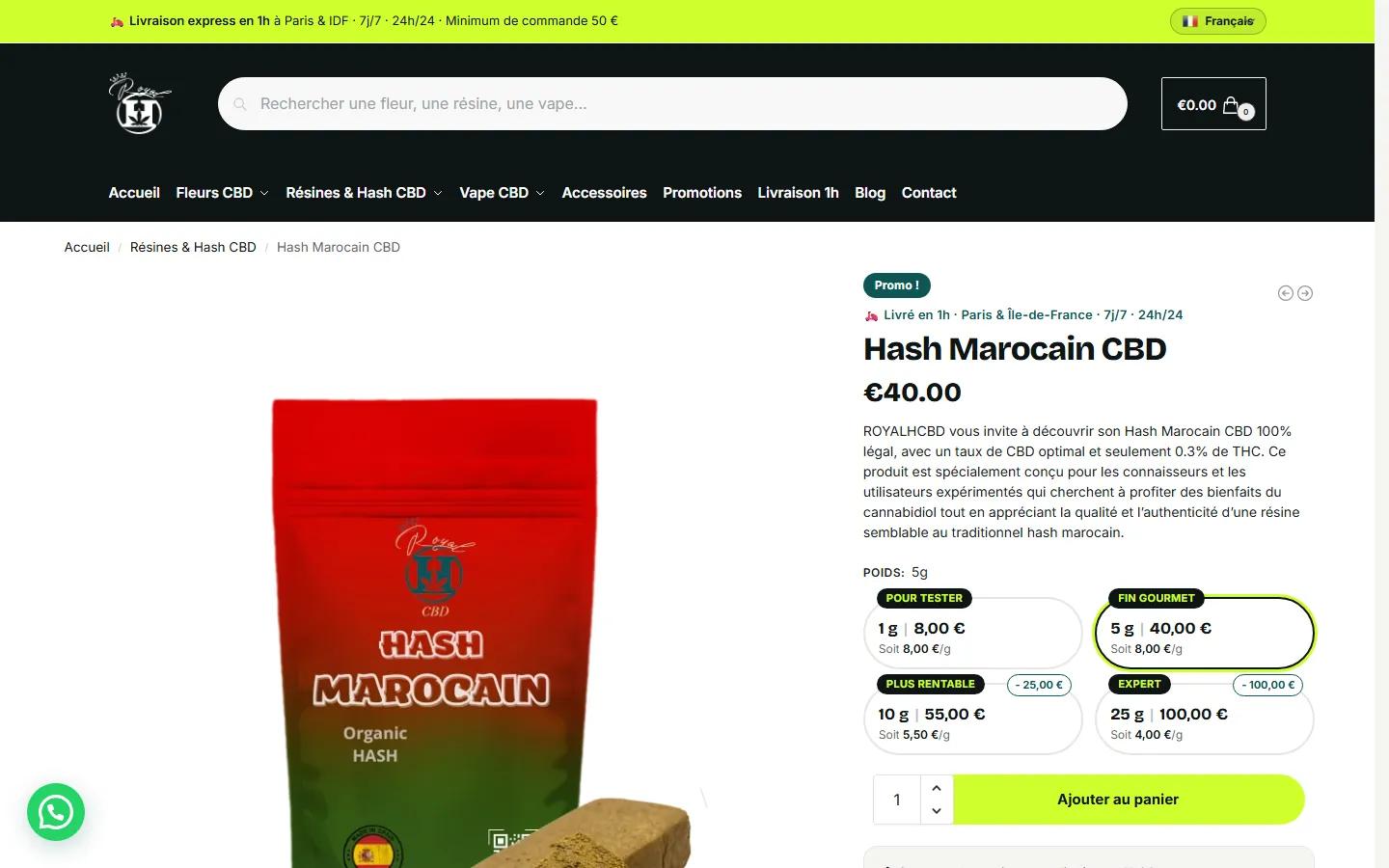 Royal H CBD · Fiche produit · Après