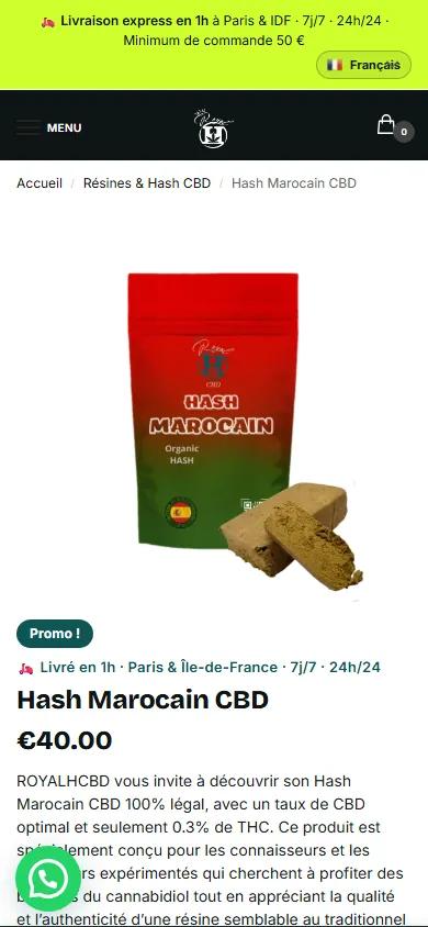 Royal H CBD · Fiche produit sur mobile · Après