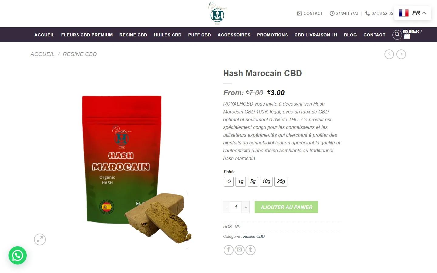 Royal H CBD · Fiche produit · Avant