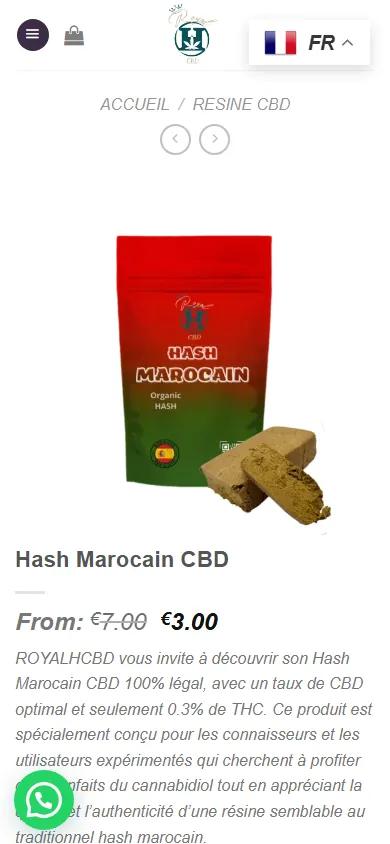 Royal H CBD · Fiche produit sur mobile · Avant