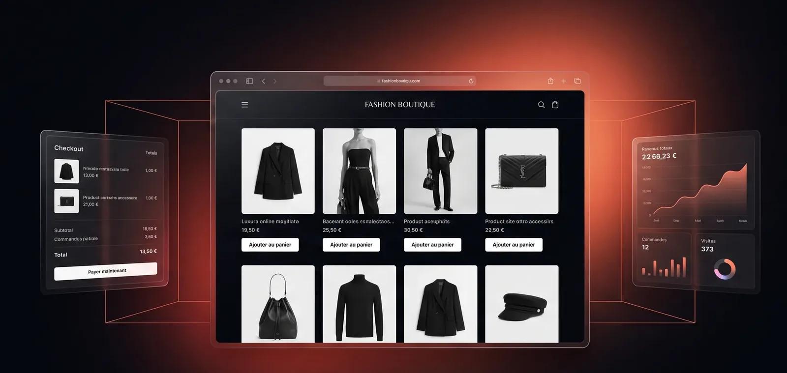 Illustration: WordPress and WooCommerce online store — product page, cart and checkout flow